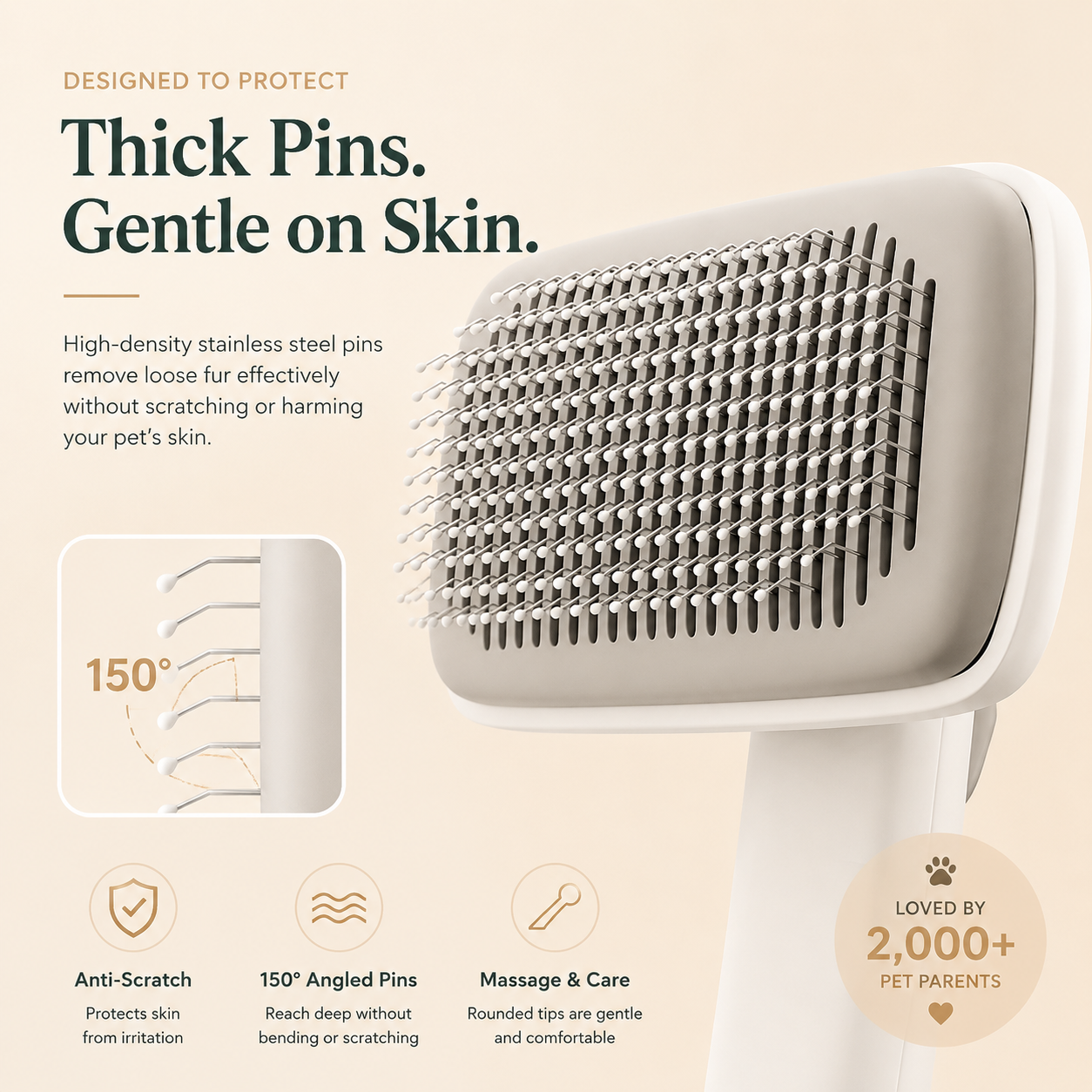 Nuvipet Self-Cleaning Pet Brush